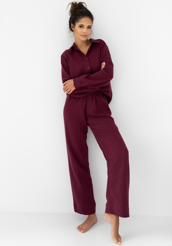 Colette Sensis Damenpyjama – Musselin-Baumwolle, lange Ärmel, mit Knöpfen zu schließen