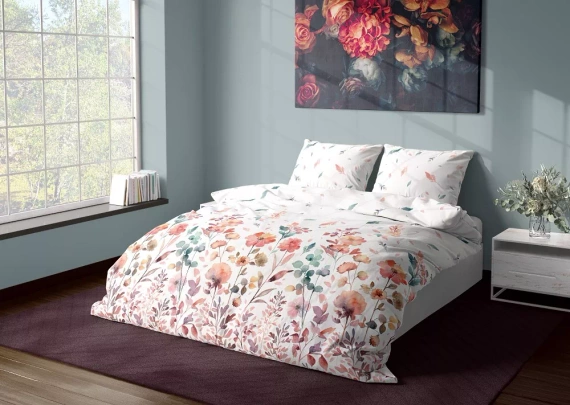 Milargo Verde 001 Satinbettwäsche mit Faro-Blumen, rosa