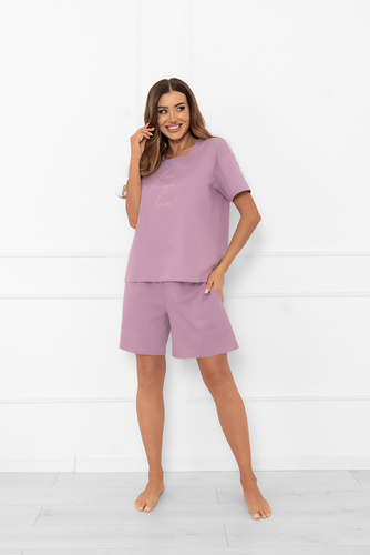 Damenpyjama Ksara Italian Fashion - Baumwolle, kurze Ärmel und Shorts - heather