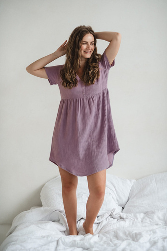 Aurora Musselin Umstands- und Stillnachthemd Milk&Love Lavendel
