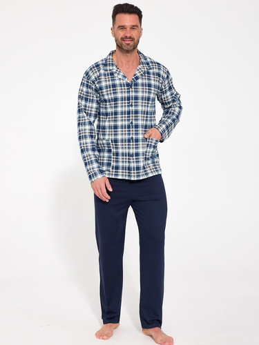 Herren-Pyjama Cornette 114/85 zum Aufknöpfen, 100% Baumwolle, kariert