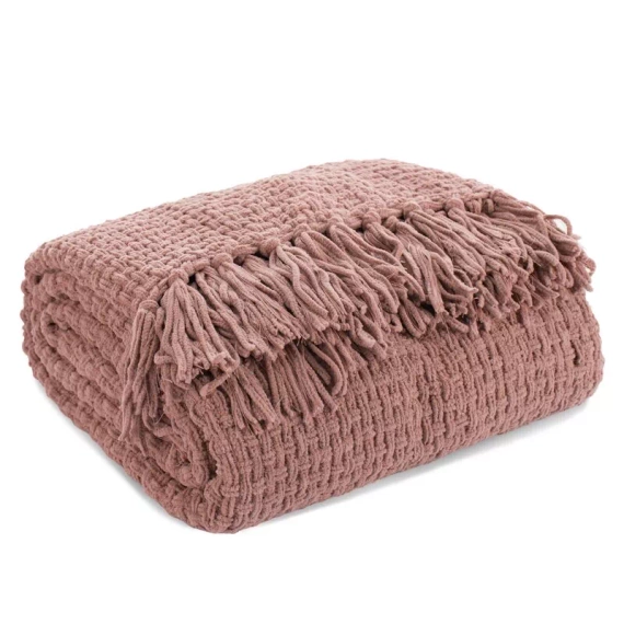 Suzi-Decke, gewebte Tagesdecke mit Fransen, Euro-Vorhänge, Puder