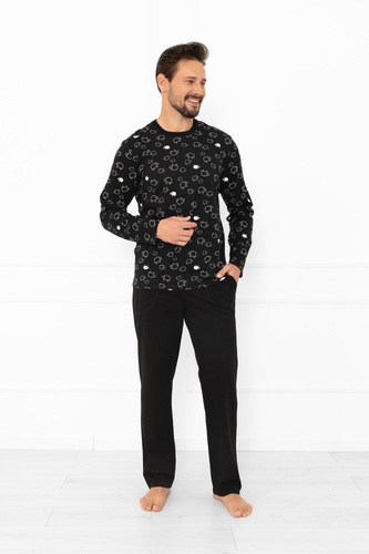 Herren Schlafanzug Wito - lange Ärmel und lange Hosen, Baumwolle MEGA SOFT Italian Fashion