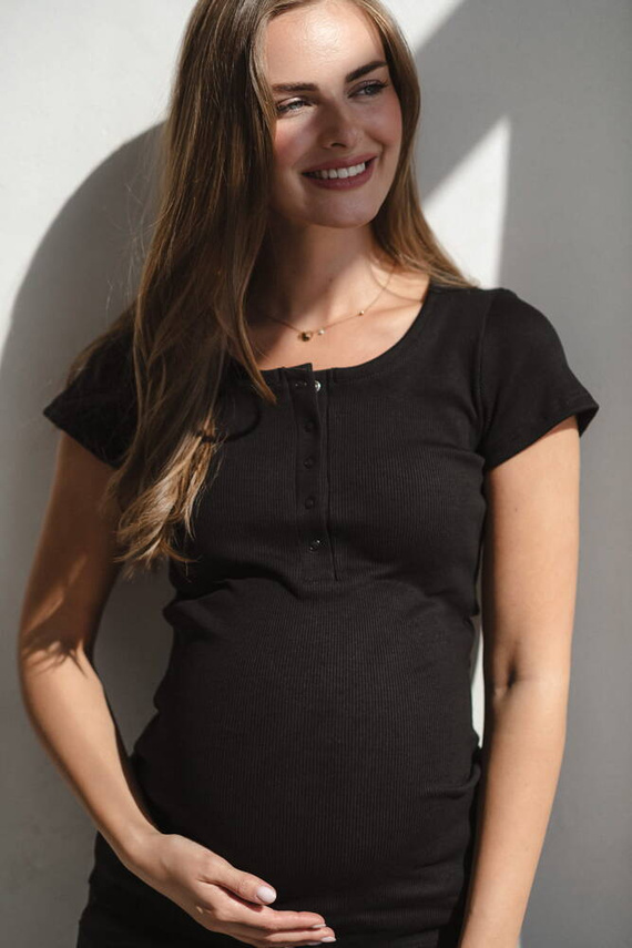 Tummy Umstands- und Stillbluse mit kurzen Ärmeln Milk&Love schwarz