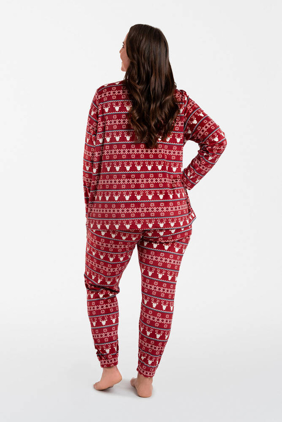 Island Fleece Damen Set Italienische Mode - burgunderfarbener Druck 