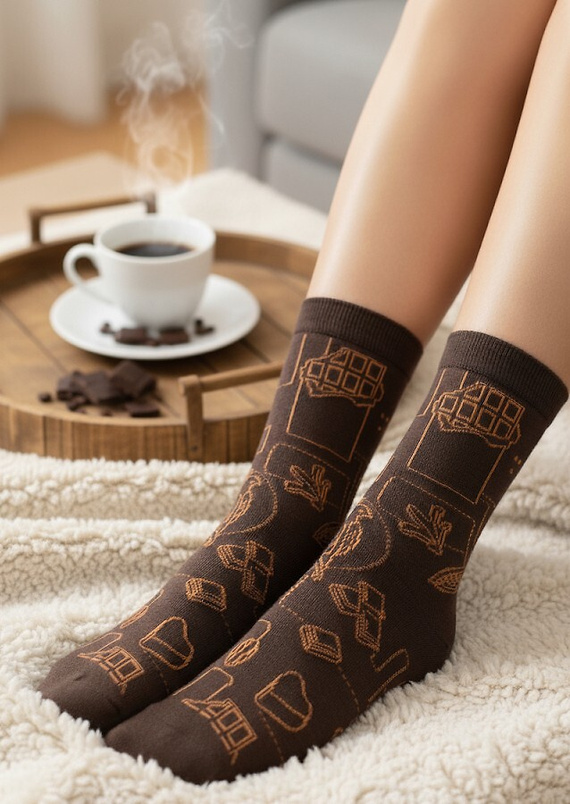 U04.WED Wedel wz.04 Socken – Unisex, Muster inspiriert von Schokolade
