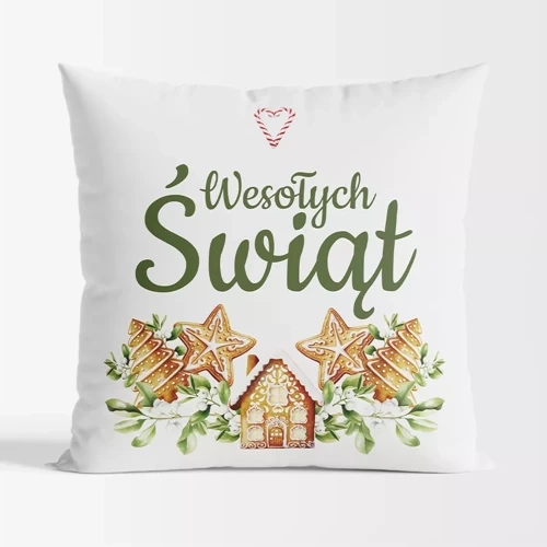 TBN016 Lebkuchen-Weihnachtskissen Marquisette weiß