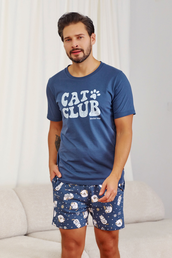7204 „Cat Club“ Doctor Nap Herren-Pyjama – tiefblau