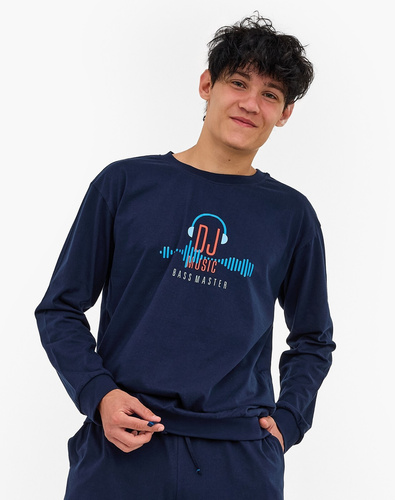 Marineblauer Jugendpyjama 998/56 DJ Cornette – Baumwolle, lange Ärmel, Hose