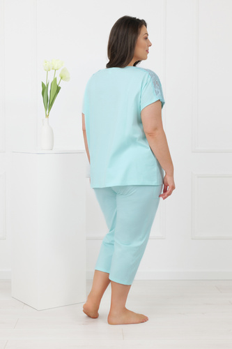 Damenpyjama Sensual Italian Fashion Baumwolle 3/4 Spitze