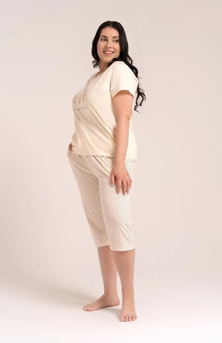 Damen-Pyjama Moraj PDD3200-020 Pfirsich Baumwolle 3/4-Hose