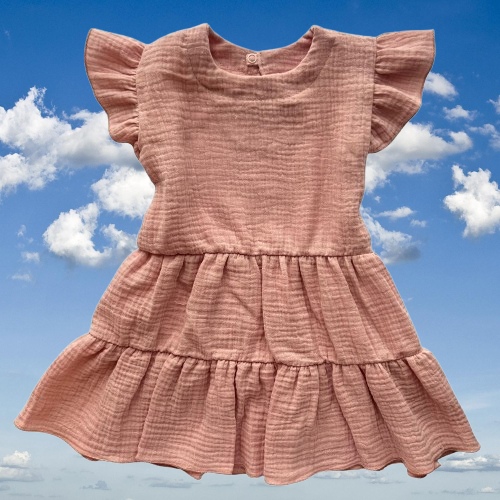 Musselin Kinderkleid Mamatti SE50510 Altrosa aus weicher Baumwolle