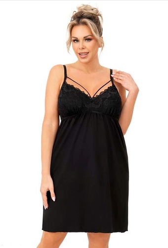 Nachthemd Sylvia Donna, Schwarz – Viskose, mit Trägern, feminin und zart