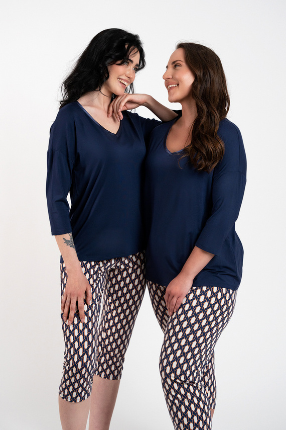 Milda Damen Schlafanzug 3/4 Ärmel, 3/4 Hose Italienische Mode