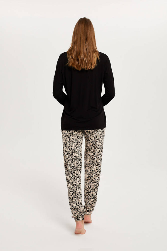 Guyana Damenpyjamas langarm, lange Hose Italian Fashion - schwarz/print