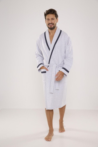 564 Bruno Herren Bademantel De Lafense - hell melange 