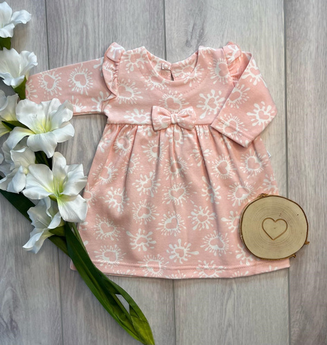 Babykleid Mamatti SK16335 aus Baumwolle, rosa mit Herzchenmuster