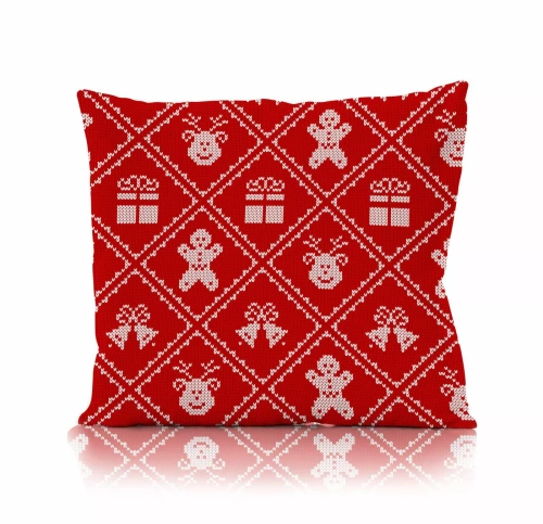 Holly Jolly Faro dekorativer Weihnachtskissenbezug – Mikrofaser, rot mit weihnachtlichem Pullovermuster