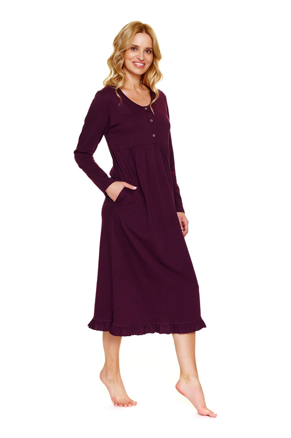 7318 Doctor Nap – Umstands- und Stillnachthemd aus Baumwolle | Polnische Produktion – Burgunderrot