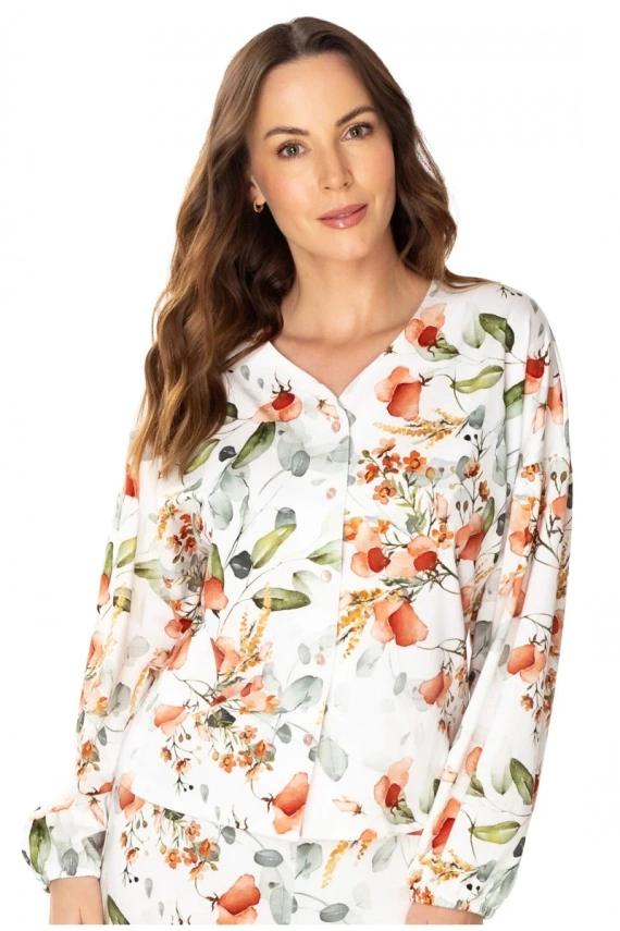 86667 Marcella Pyjama-Bluse Möwen-Print mit Blumen
