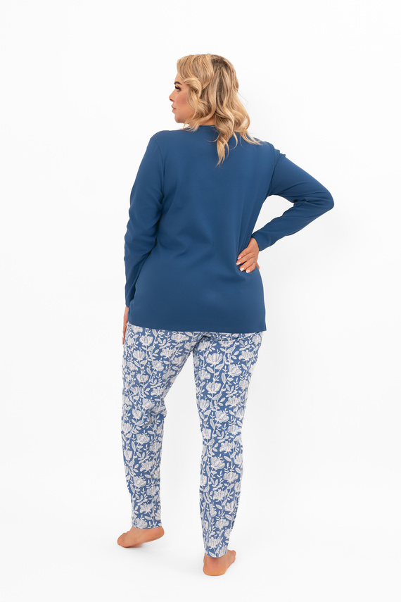 Damenpyjama Boma - lange Ärmel, lange Hose, Baumwolle Italian Fashion - Jeans/Druck 