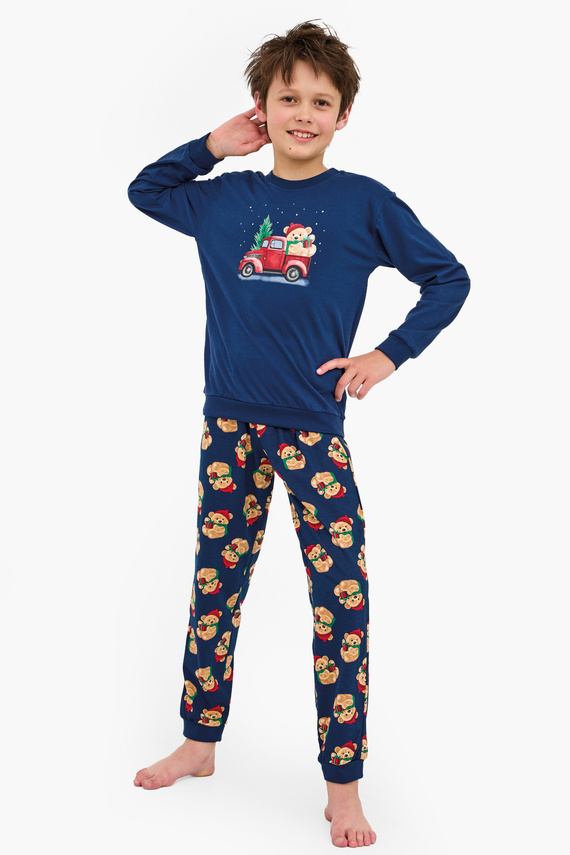 593/172 966/172 Teddy Cornette Jungenpyjama – Weihnachten, Marineblau, Baumwolle