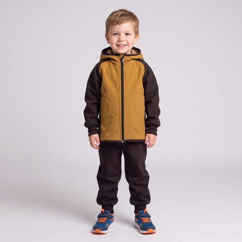 229020 Nicol Softshell-Jacke für Jungen mit Fleece, Kapuze und Reflektoren – olivgrün