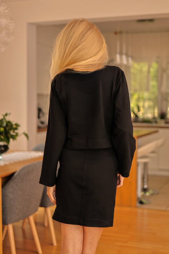 Dallas - Damen-Set: Kleid + Sweatshirt, 95 % Baumwolle 5 % Elasthan | Polnische Marke Mirale – schwarz