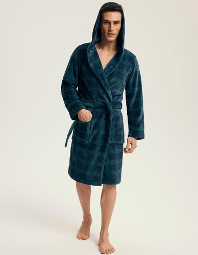 Henderson Herrenbademantel 43373 Nickel Navy – Kapuze, warmer Stoff, Komfort und Eleganz