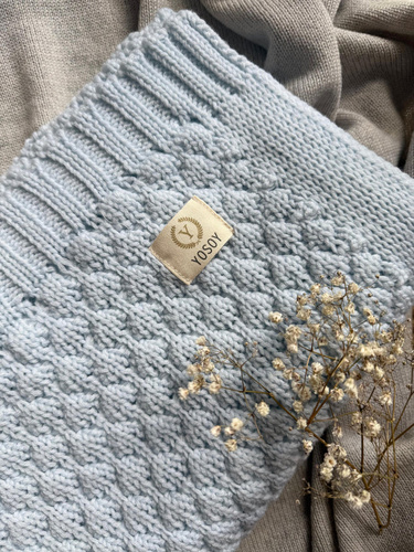 Bubbles Decke aus Merinowolle Yosoyblau – natürlich, hypoallergen, doppelseitig