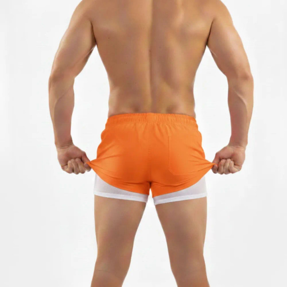 Sesto Senso Herren Badeshorts schnell trocknend Strandshorts mit Taschen orange