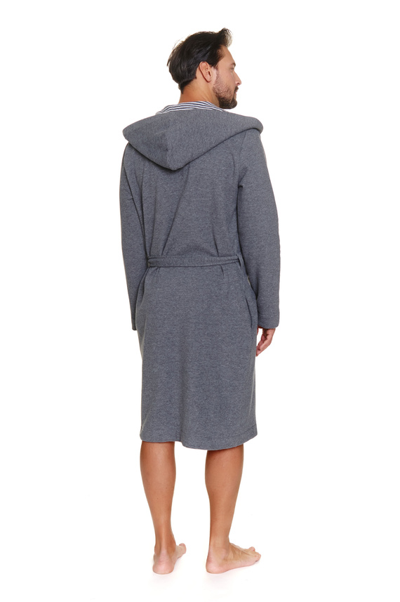 7230 Doctor Nap Herrenbademantel – Baumwolle, Kapuze, elegante Verarbeitung – Dunkelgrau