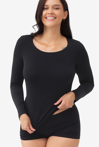 Gatta T-Shirt L 2635 schwarze nahtlose Damenoberteil mit langem Ärmel aus Mikrofaser