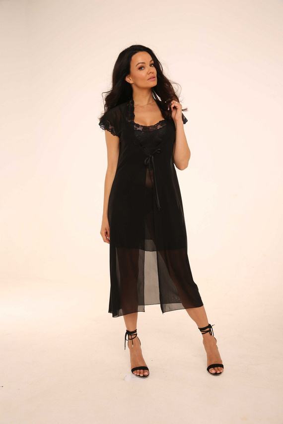 470 Alison Forex Morgenmantel für Frauen - schwarz