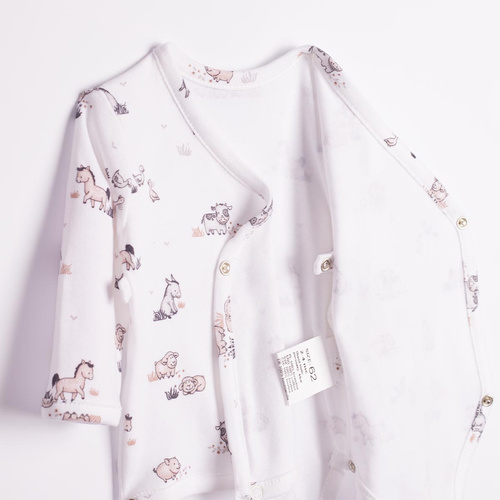 228094 Nicol FARMA Wickelbody für Babys aus Baumwolle mit Tiermotiven