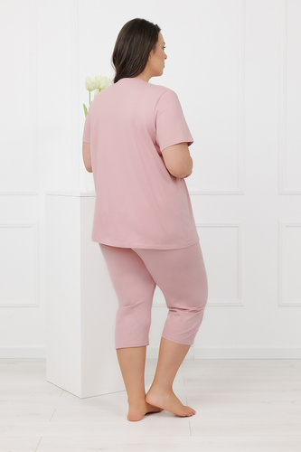 Hemaria Italian Fashion Damen-Baumwoll-Pyjama 3/4 Plus Size rosa