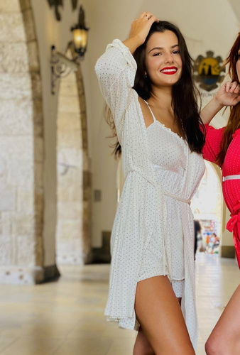 915 Dots Damen Schlafanzug Forex - ecru