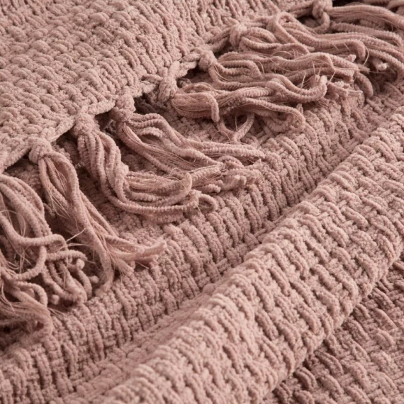 Suzi-Decke, gewebte Tagesdecke mit Fransen, Euro-Vorhänge, Puder