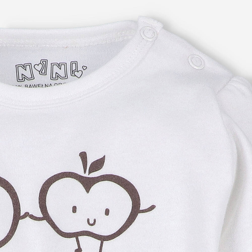 ABN-5295/ECR Happy Apples Nini Body aus ecrufarbener Bio-Baumwolle