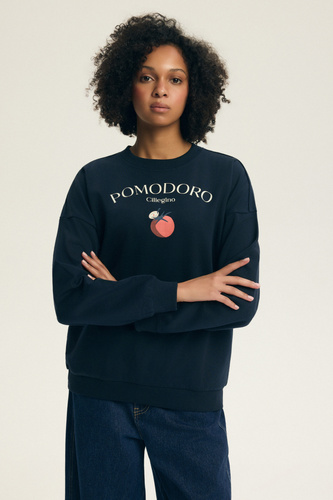 Damen Sweatshirt Dessie Henderson aus Baumwolle, leicht gefüttert, mit Print