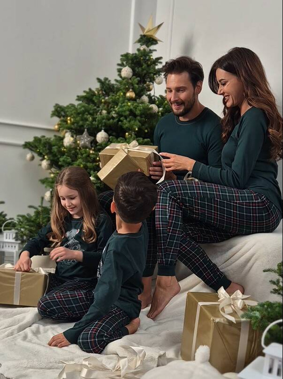 Fogo Herren Schlafanzug langarm, lange Hose Italian Fashion - grün/print 