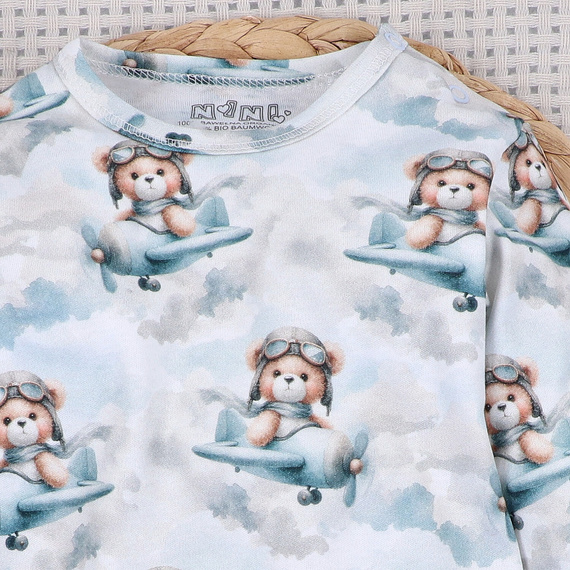 NINI ABN-5746/JSZ Babybody 100% Bambus Baby Bear Pilot mit Druckknöpfen