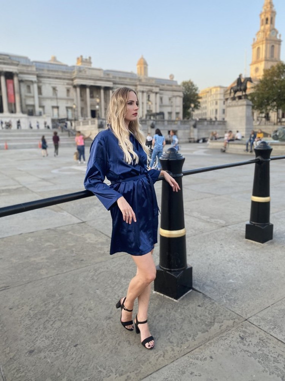 797 Klassischer Damenbademantel Forex - navy blau