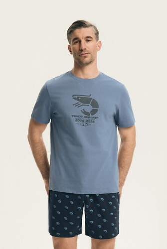 Herren-Pyjama Henderson 44520 Brad, 100% Baumwolle, Kurzarm, Print, Shorts