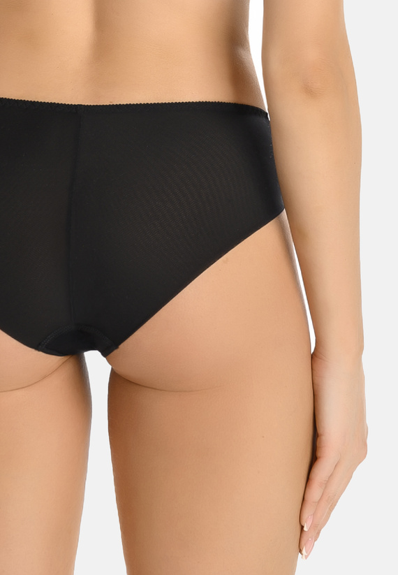 Schwarzer Damen-Slip Teyli 758 mit hohem Bund und doppeltem Netzstoff