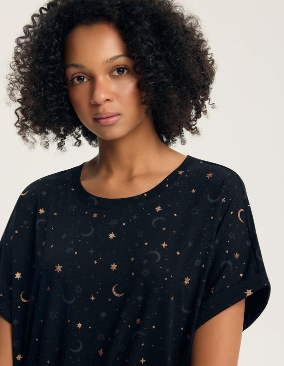 Damen Nachthemd Henderson 45441 Gilly Schwarz 100% Baumwolle