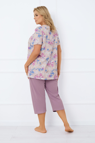 Inger Damen Schlafanzug kurzarm, 3/4 Hose Italian Fashion - print/heather 