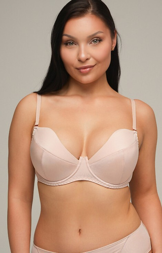 Beigefarbener Push-up-BH 2202 Ava – glatt, abnehmbare Träger, herausnehmbare Einsätze