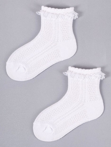 SKL-0008G Durchbrochene Babysocken YO! Weiß