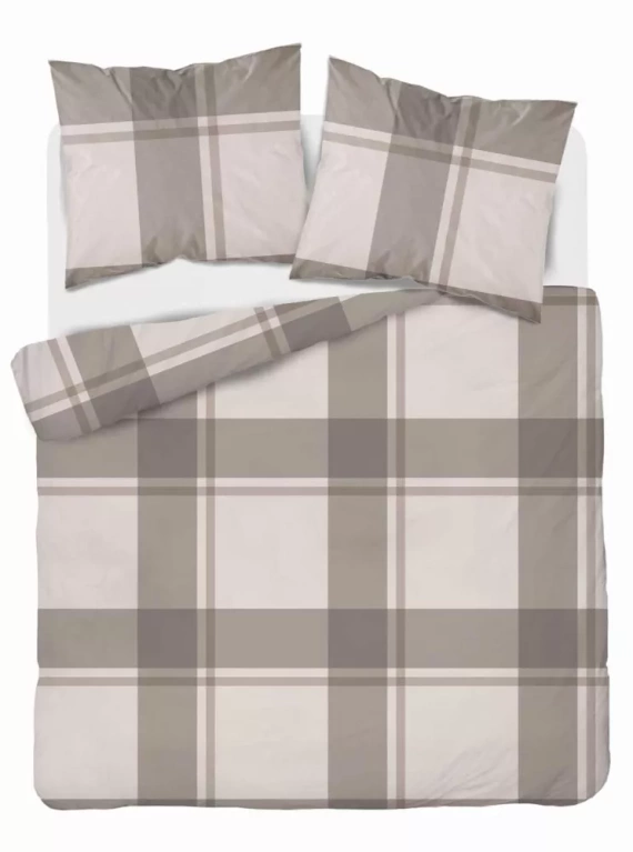 5218 B Detexpol-Bettwäsche aus beigem Satin mit Karomuster